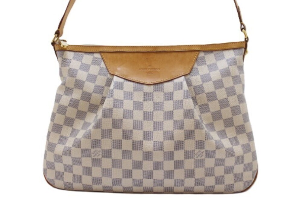 LOUIS VUITTON Siracusa Damier Azur White Shoulder Bag Canvas